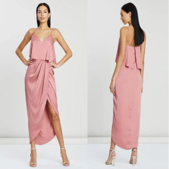 Shona Joy Luxe Cocktail Frill Dress Rose Pink 13954 - Picture 1 of 15